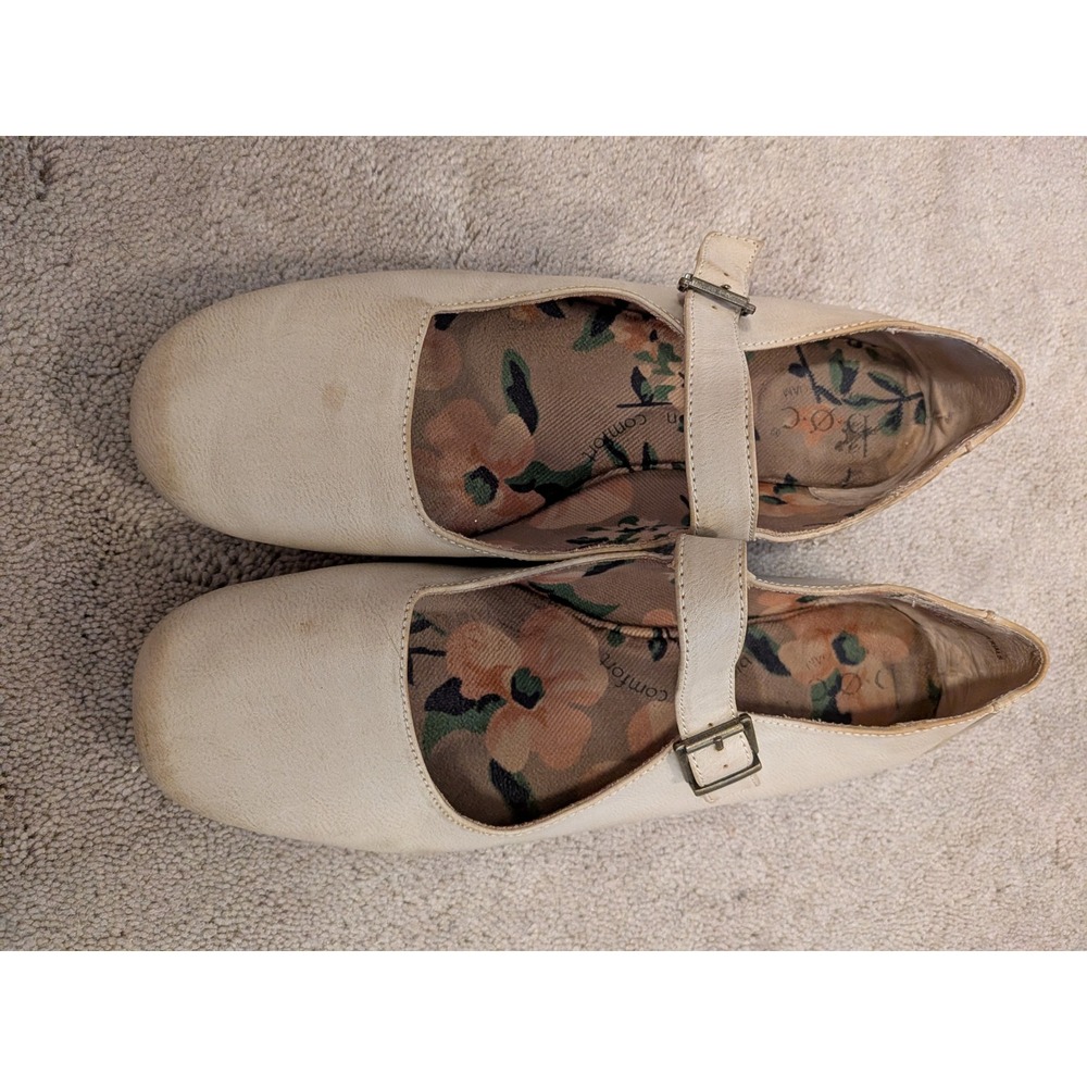 BOC Womens Mary Jane Flats Cream Buckle Strap Floral Lining BC0026379 Size‎ 11M